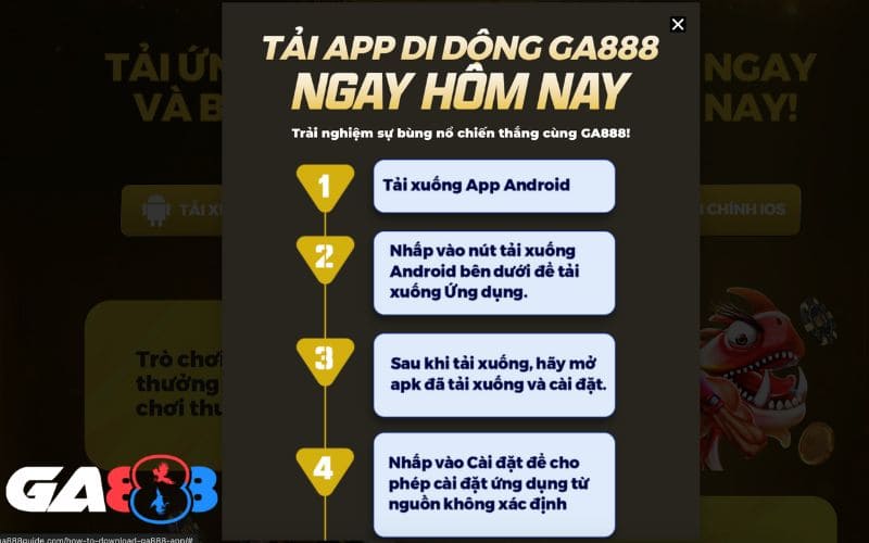 Các bước tải app GA888 cho hệ điều hành Android