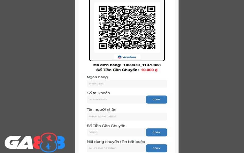 Chọn ngân hàng thanh toán và thực hiện giao dịch chuyển tiền