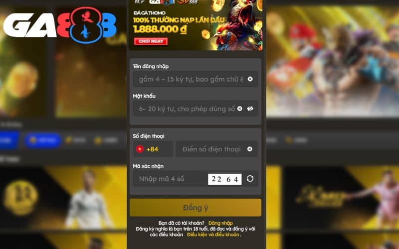 Điền đầy đủ thông tin đăng ký GA888 theo yêu cầu